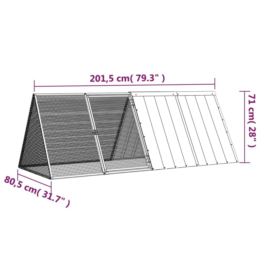 vidaXL Rabbit Cage Gray 79.3"x31.7"x28" Galvanized Steel - USA Pets