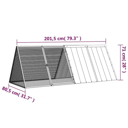 vidaXL Rabbit Cage Gray 79.3"x31.7"x28" Galvanized Steel - USA Pets