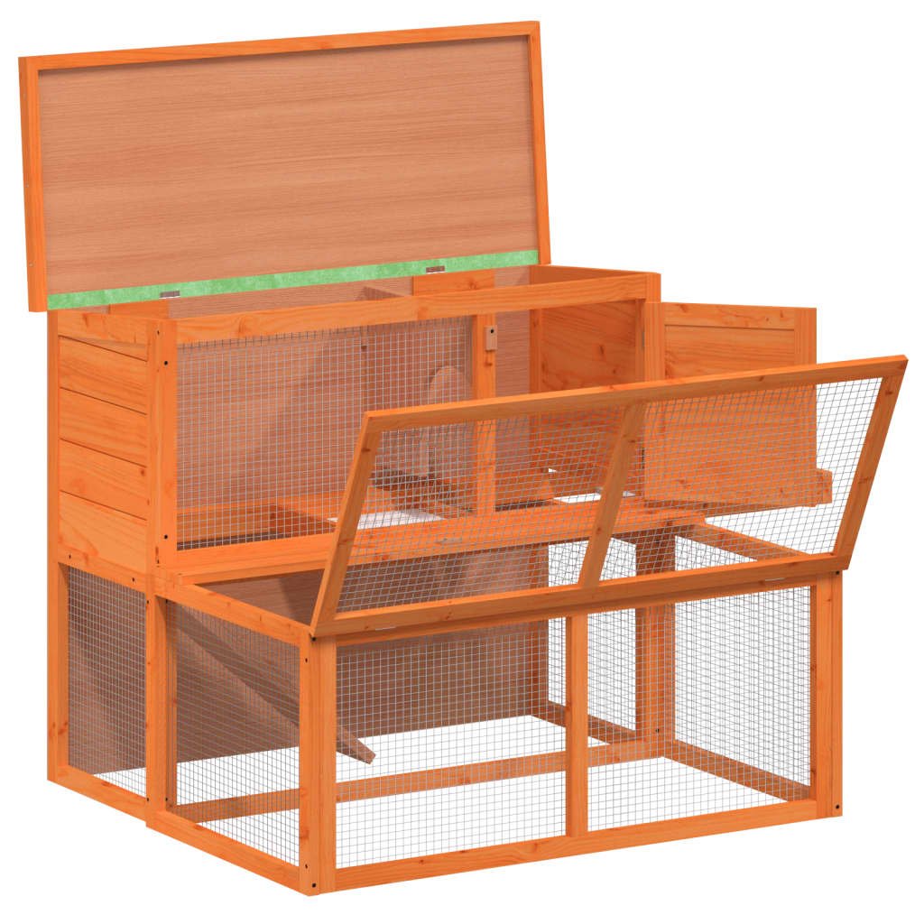 vidaXL Rabbit Hutch Brown 40.2"x35.4"x33.3" Solid Wood Pine - USA Pets