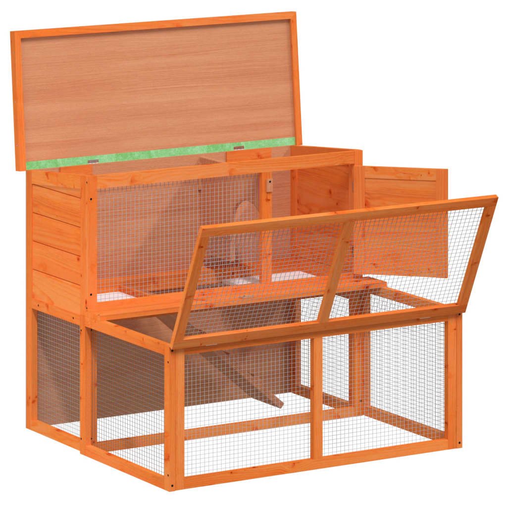 vidaXL Rabbit Hutch Brown 40.2"x35.4"x33.3" Solid Wood Pine - USA Pets