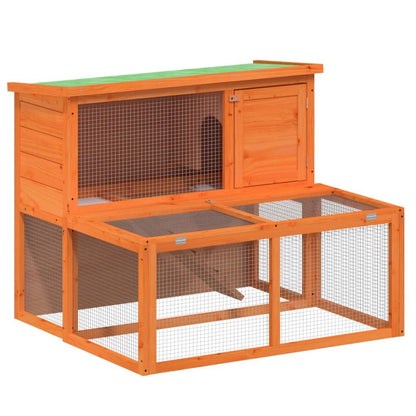 vidaXL Rabbit Hutch Brown 40.2"x35.4"x33.3" Solid Wood Pine - USA Pets