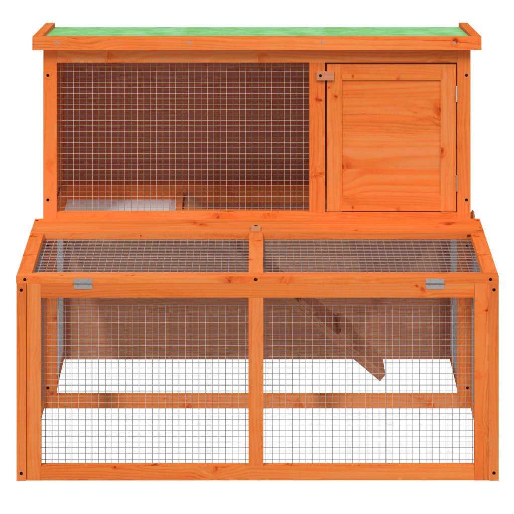 vidaXL Rabbit Hutch Brown 40.2"x35.4"x33.3" Solid Wood Pine - USA Pets