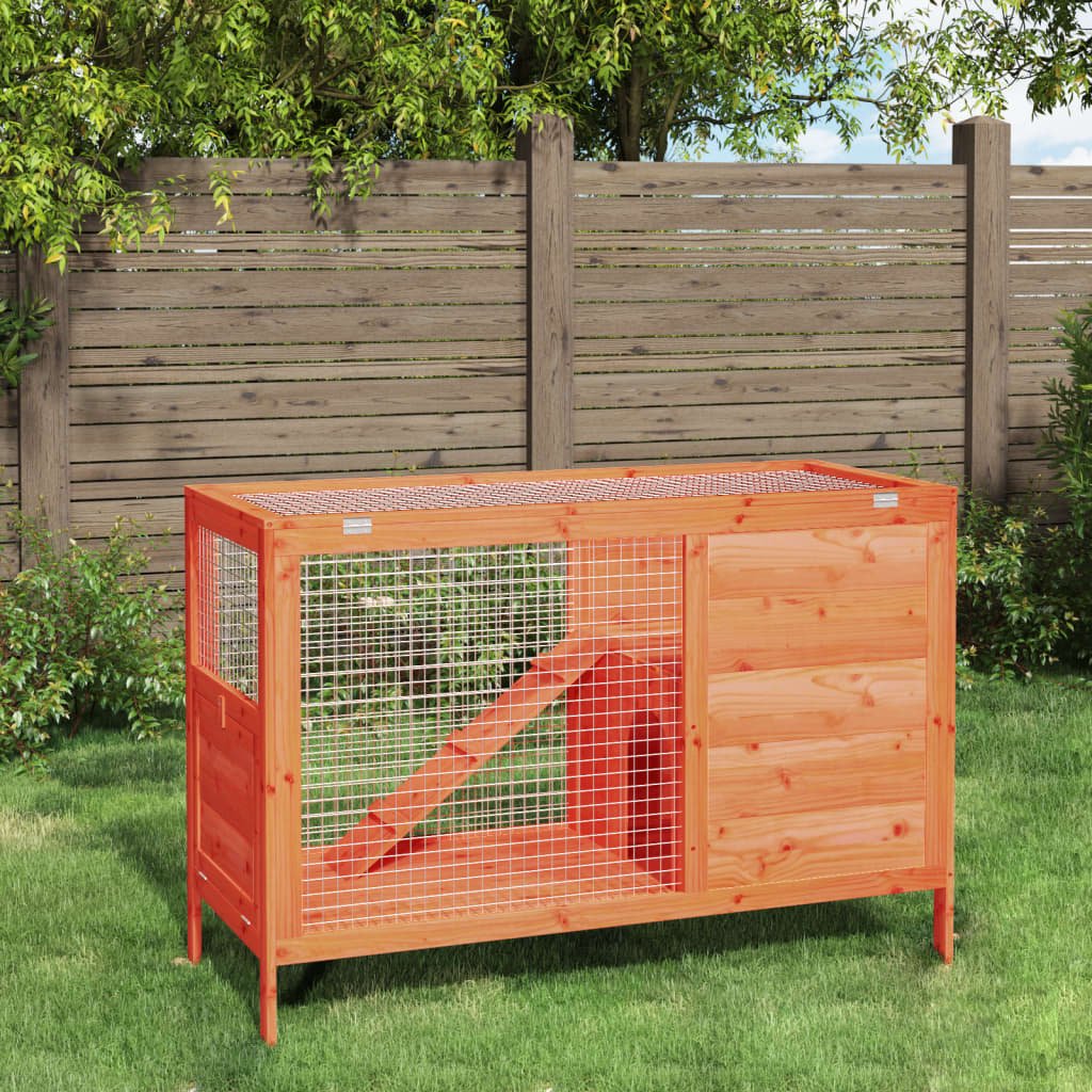 vidaXL Rabbit Hutch Brown 40.6"x17.3"x27.4" Solid Wood Pine - USA Pets