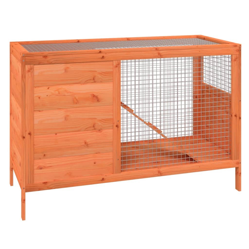 vidaXL Rabbit Hutch Brown 40.6"x17.3"x27.4" Solid Wood Pine - USA Pets