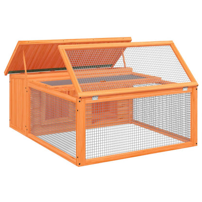 vidaXL Rabbit Hutch Brown 46.3"x38.2"x18.7" Solid Wood Pine - USA Pets