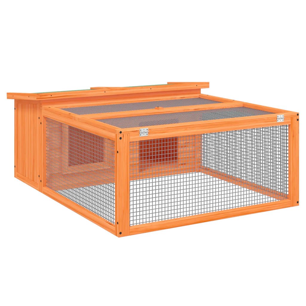 vidaXL Rabbit Hutch Brown 46.3"x38.2"x18.7" Solid Wood Pine - USA Pets