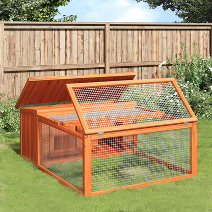 vidaXL Rabbit Hutch Brown 46.3"x38.2"x18.7" Solid Wood Pine - USA Pets