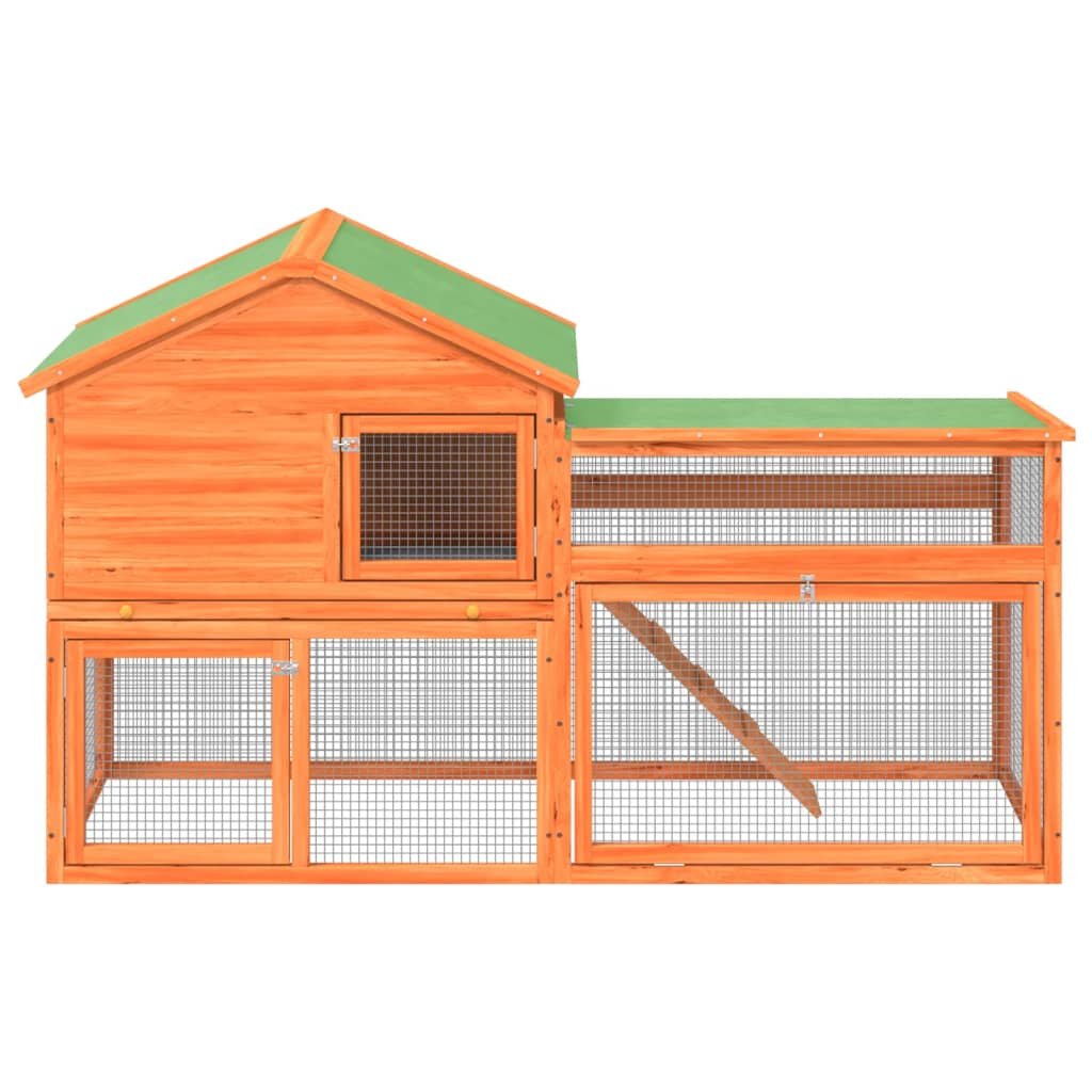 vidaXL Rabbit Hutch Brown 73"x23.8"x43.1" Solid Wood Pine - USA Pets