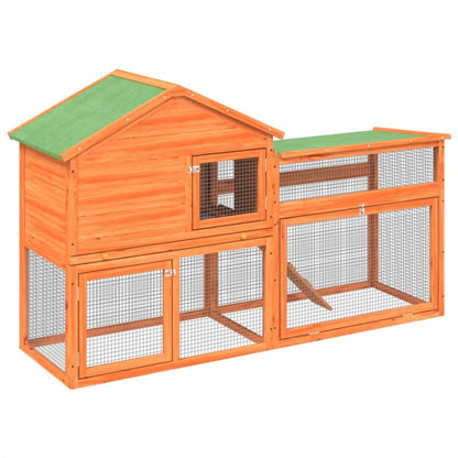 vidaXL Rabbit Hutch Brown 73"x23.8"x43.1" Solid Wood Pine - USA Pets