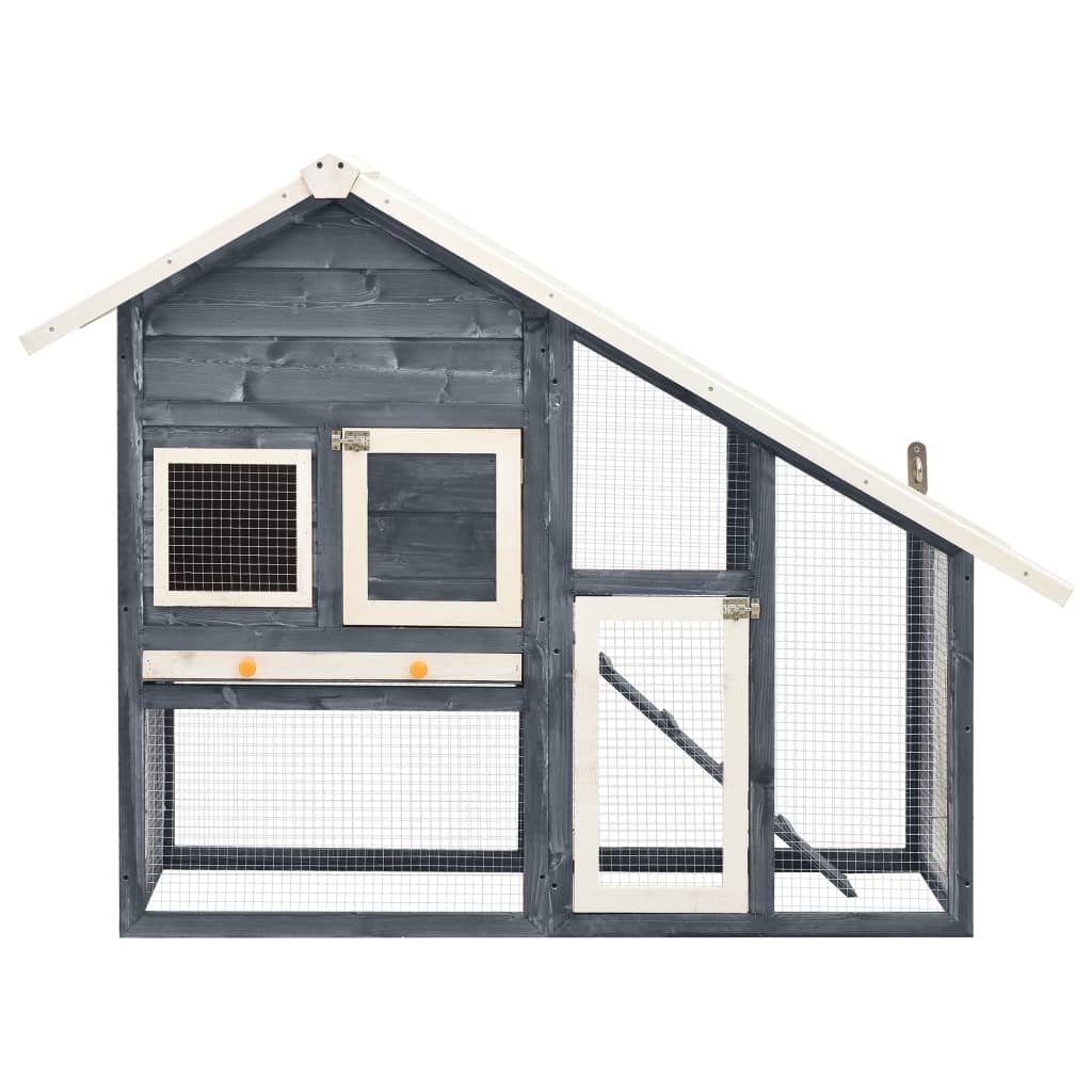 vidaXL Rabbit Hutch Gray and White 55.1"x24.8"x47.2" Solid Firwood - USA Pets