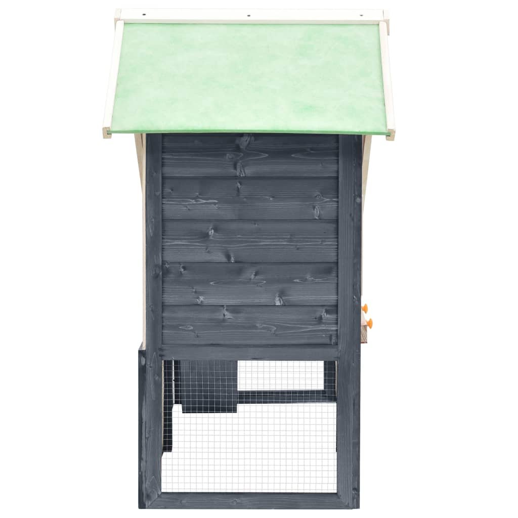 vidaXL Rabbit Hutch Gray and White 55.1"x24.8"x47.2" Solid Firwood - USA Pets