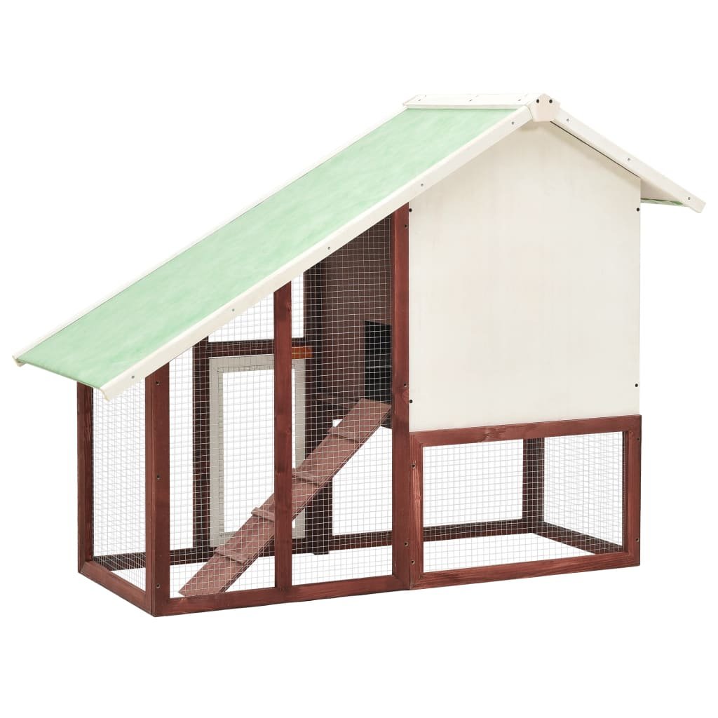 vidaXL Rabbit Hutch Mocha and White 55.1"x24.8"x47.2" Solid Firwood - USA Pets