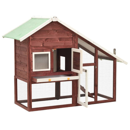 vidaXL Rabbit Hutch Mocha and White 55.1"x24.8"x47.2" Solid Firwood - USA Pets