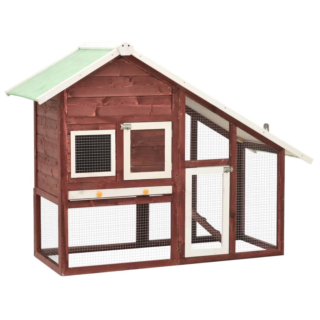 vidaXL Rabbit Hutch Mocha and White 55.1"x24.8"x47.2" Solid Firwood - USA Pets