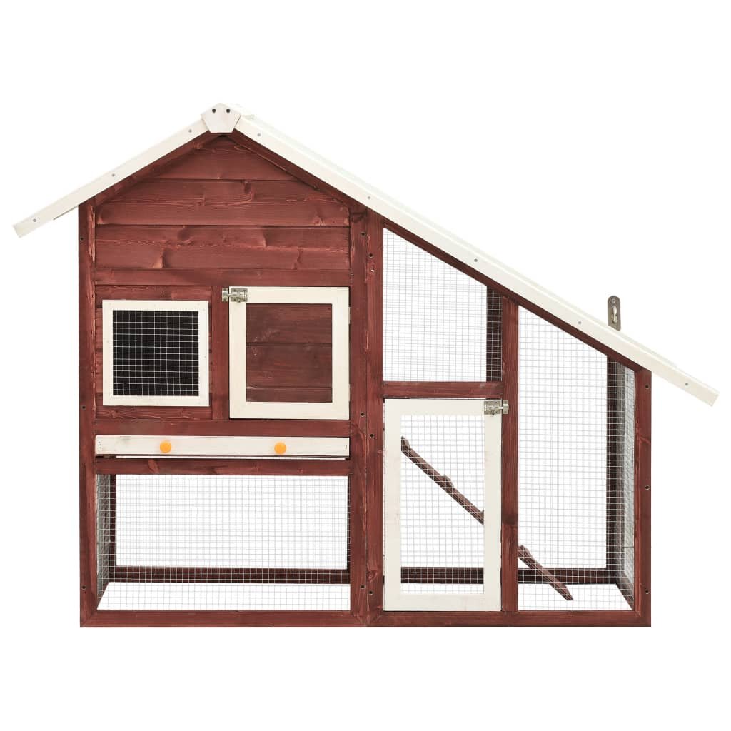 vidaXL Rabbit Hutch Mocha and White 55.1"x24.8"x47.2" Solid Firwood - USA Pets