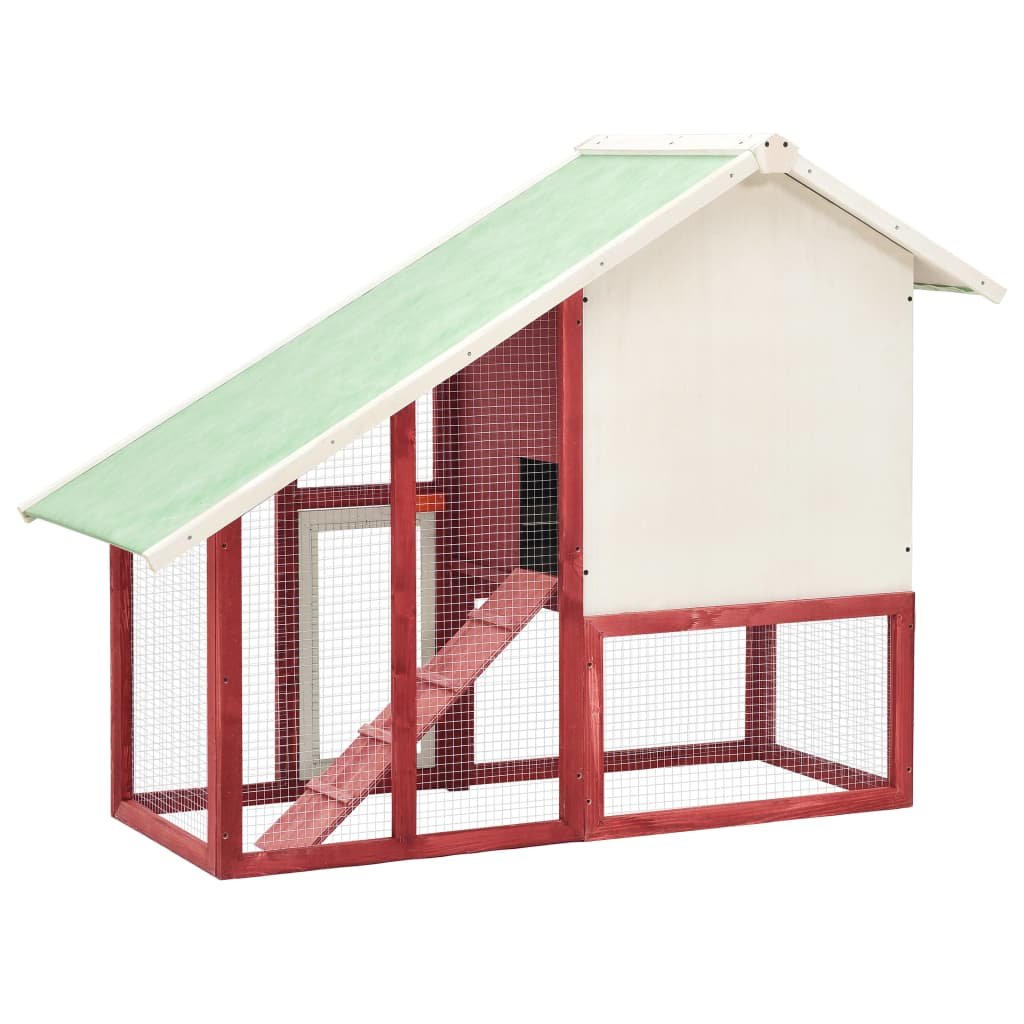 vidaXL Rabbit Hutch Red and White 55.1"x24.8"x47.2" Solid Firwood - USA Pets