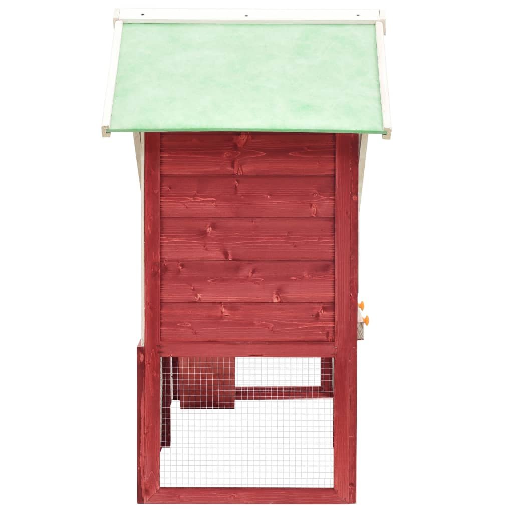 vidaXL Rabbit Hutch Red and White 55.1"x24.8"x47.2" Solid Firwood - USA Pets