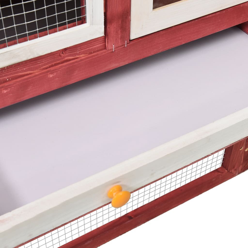 vidaXL Rabbit Hutch Red and White 55.1"x24.8"x47.2" Solid Firwood - USA Pets