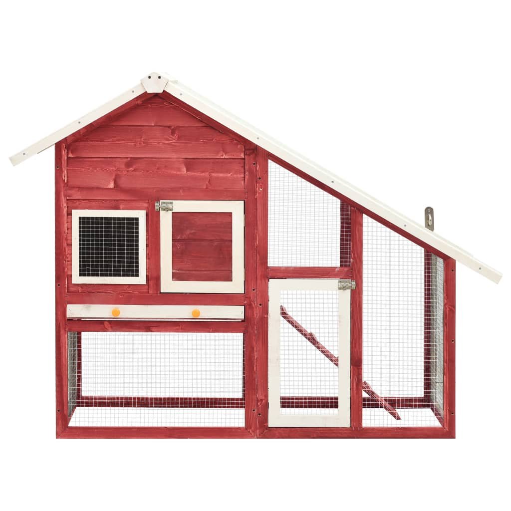 vidaXL Rabbit Hutch Red and White 55.1"x24.8"x47.2" Solid Firwood - USA Pets